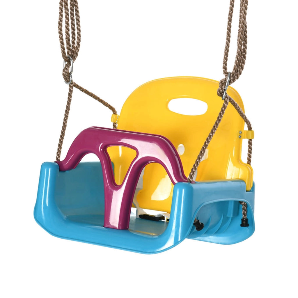 Altalena Bambini 3 in 1 da Interno ed Esterno, Corda Regolabile e Cintura di Sicurezza, Et¨¤ 9-36 Mesi, Blu