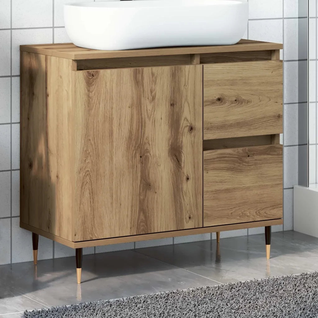 vidaXL Armadietto da Bagno Rovere Artigianale 65x33x60cm in Truciolato