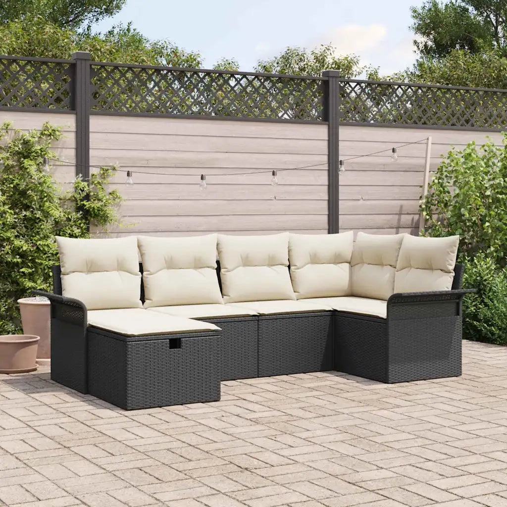 Set Divano da Giardino con cuscino 6 pcs Poly Rattan