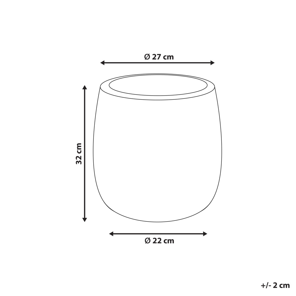 Vaso rotondo per piante in fibra di argilla con motivo in rilievo beige ⌀ 27 cm giardino terrazzo