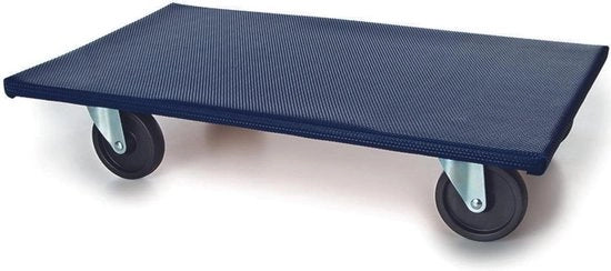 Trasportatore a ruote rettangolare con capacità di carico 400 kg - 650 mm di lunghezza x 400 mm di larghezza con pneumatici.