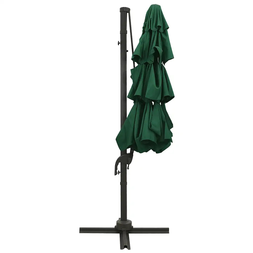 Ombrello | Parasolne a Sbalzo 4 Livelli Palo Alluminio Verde 3x3 m