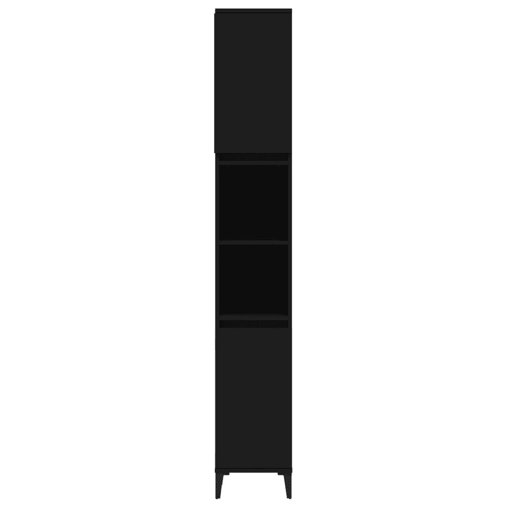 Armadietto da Bagno Nero 30x30x190 cm in Legno Multistrato 819797
