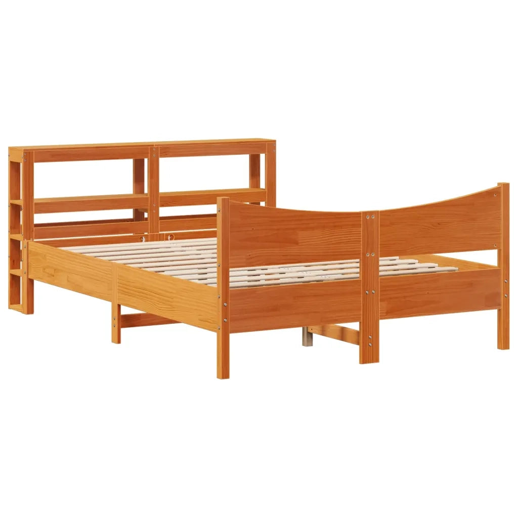 vidaXL Giroletto con Testiera Marrone Cera 120x200 cm Massello Pino