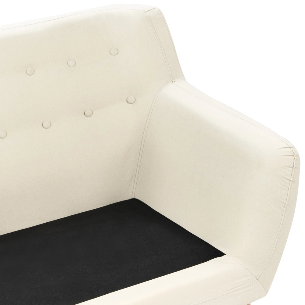 Divano 3 posti tessuto imbottito beige chiaro soggiorno minimalista scandinavo moderno