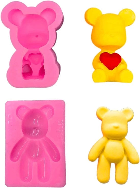 Malle per Gummy Bear in Silicone - Set da 2 - Fondant Chocolato Epoxy - Forma per Decorazione di Cakes - Hanger per Portachiavi Ornamenti - Hars per Ambiente - Fondi per Cireni per Decorazione di Cakes