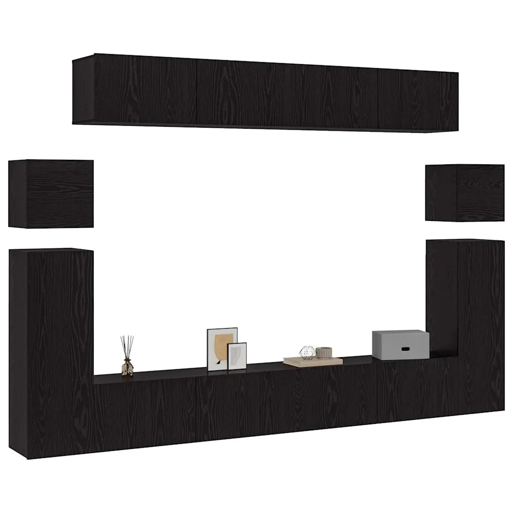 vidaXL Set mobile TV 8 pcs Rovere nero 100 x 30 x 30 cm
