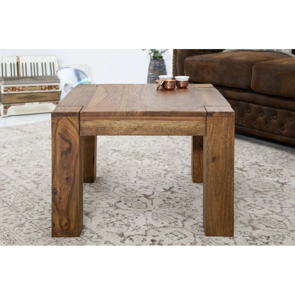Tavolino basso ORBO quadrato 60 cm in legno di sheesham - Tavolino rustico in legno massiccio