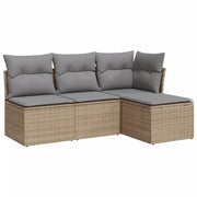 Set Divano da Giardino 4 pz con Cuscini-Sofa da giardino Beige in Polyrattan 511738