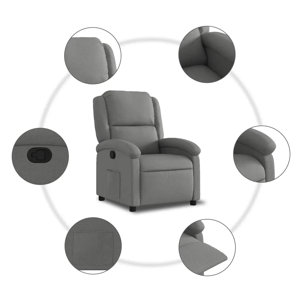 Divano Sedia-Poltrona reclinabile in tessuto grigio scuro 887535
