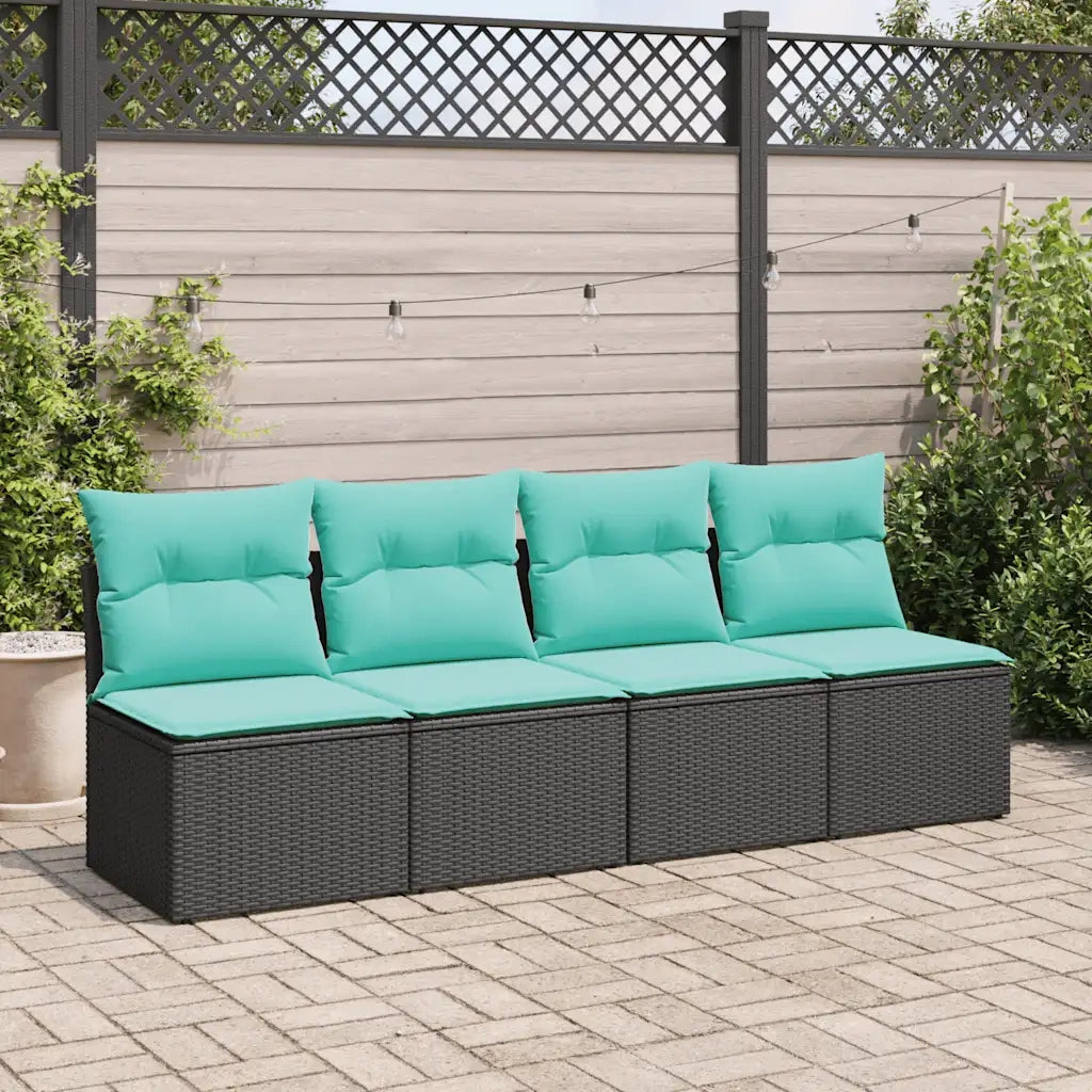 Set Divani da Giardino con Cuscini 2 pz Nero Polyrattan Acacia 3325233