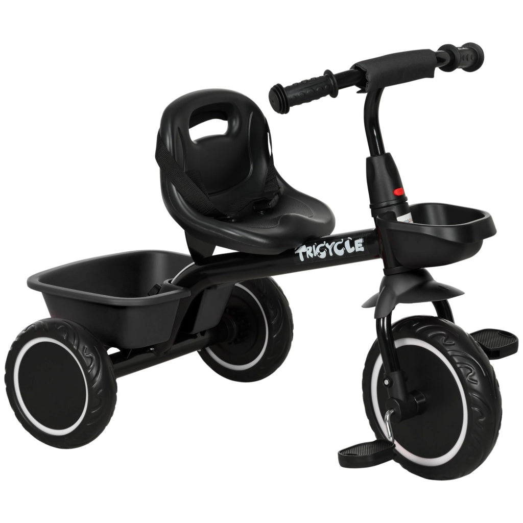 Triciclo per Bambini 2-5 Anni Bicicletta per Bambini con Seduta Regolabile Cestino e Parafango 80x48x63 cm in Acciaio e