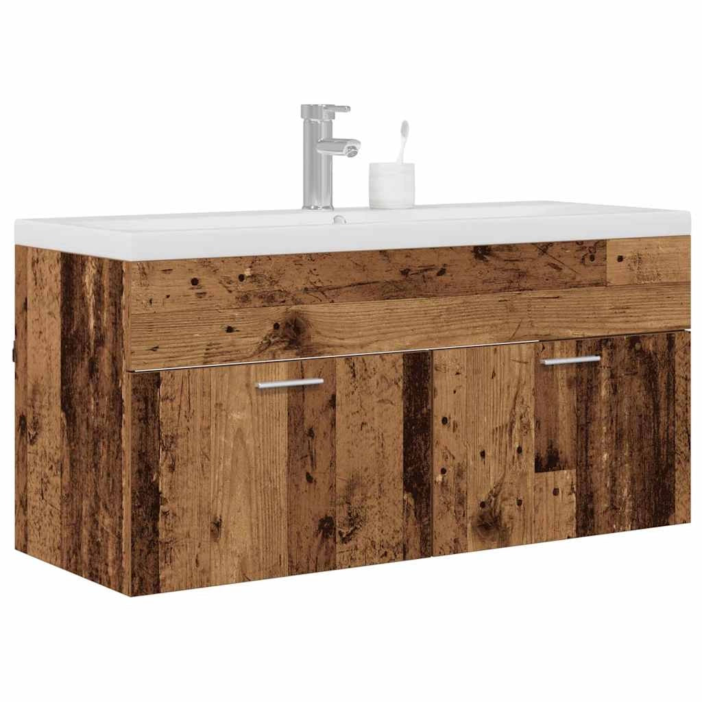 Mobiletto da bagno moderno da parete elegante contenitore 100 x 38 x 46 cm legno ingegnerizzato finitura legno anticato 02_0056318