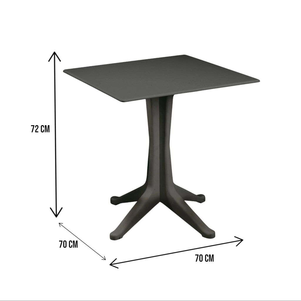 Tavolo da esterno Agostini, Tavolo quadrato fisso, Tavolino da giardino multiuso, 100% Made in Italy, Cm 70x70h72, Antracite