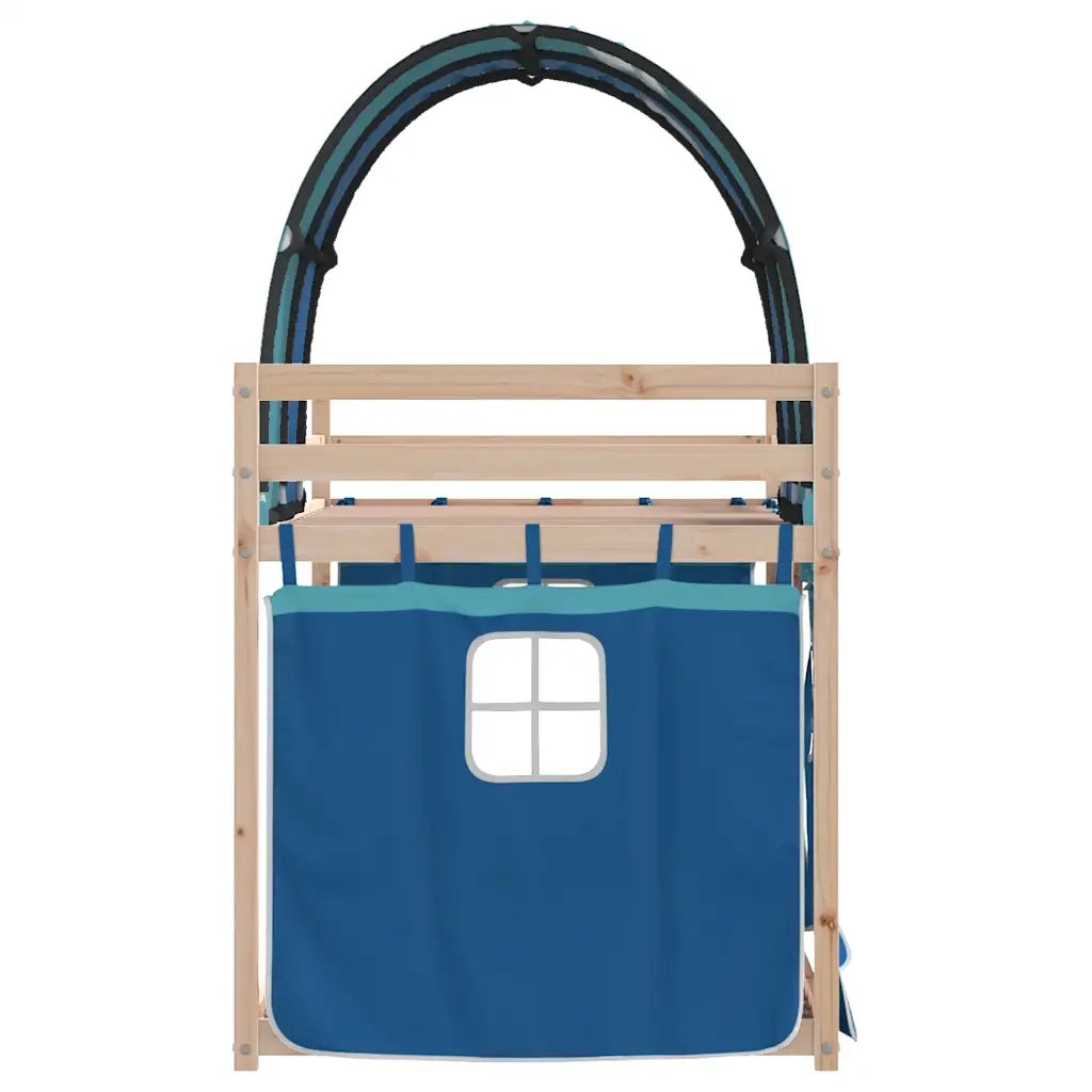 Letto a Castello senza Materasso Blu 90x190cm Massello Pino