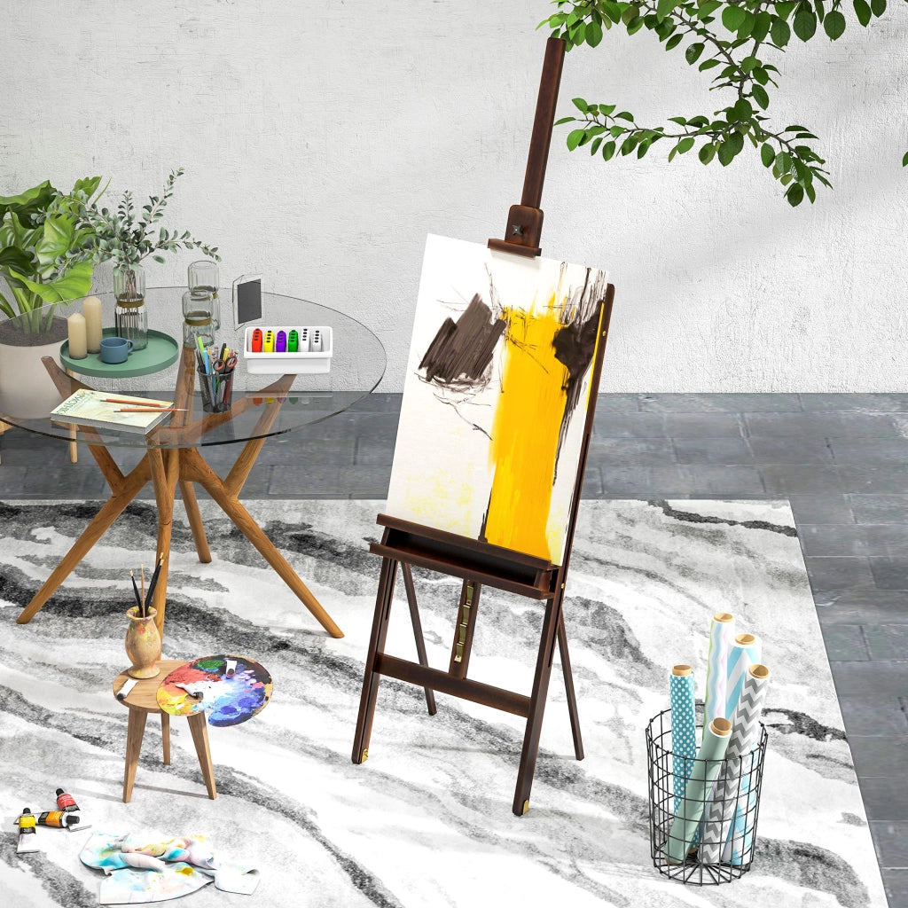 Cavalletto in Legno Regolabile con Ripiano ¨C Zephmum ¨C Marrone 171-230cm
