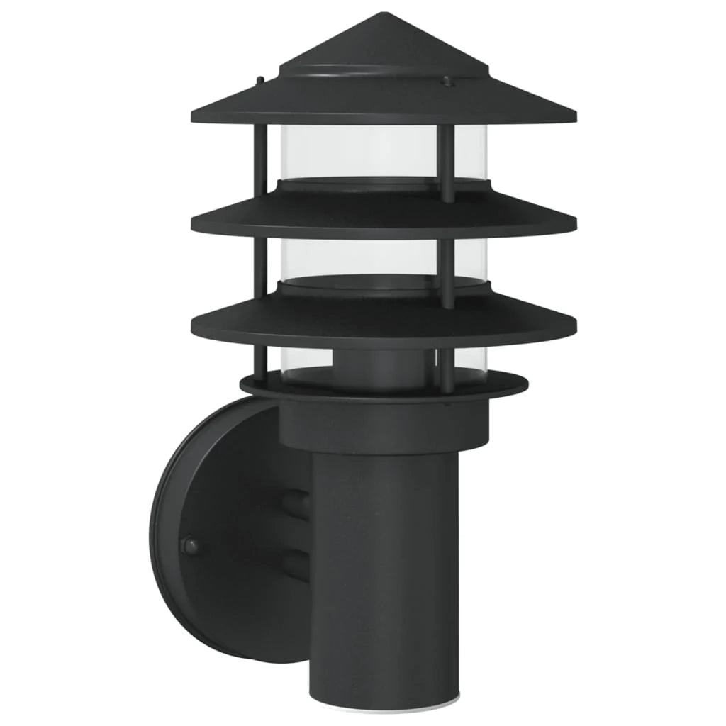 Applique da esterno 15,5 x 15,5 x 28 cm resistente alle intemperie atmosfera elegante acciaio inox nero 02_0056551