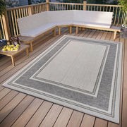 Tappeto per esterni e interni - moderno disegno a due colori - impermeabile e robusto - tappeto da esterno a tessuto piatto - giardino balcone terrazza salotto - beige grigio - 155 x 235 cm