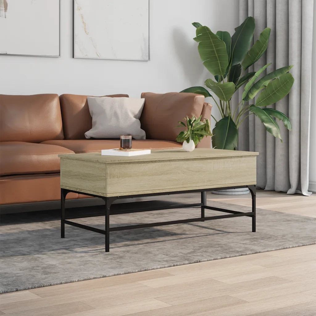 Tavolino Rovere Sonoma 100x50x45 cm Legno Multistrato e Metallocod mxl 113465