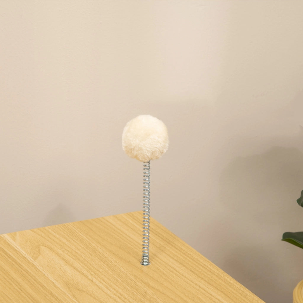 Cuccia per gatti a forma di televisore, con palla giocattolo e cuscino inclusi, cestino per gatti, rovere/beige/bianco, 50x28x43 cm