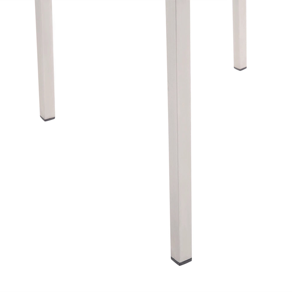 Set da giardino con 6 posti in acciaio inox con tavolo piano in vetro grigio e Sedie in tessuto grigio esterno moderno set elegante