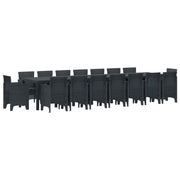 Set da pranzo da giardino con cuscini 17 pcs Antracite PP 3378652