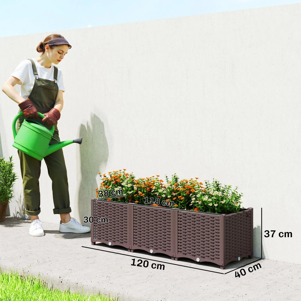 Letto da giardino ¨C zephmum ¨C 120x40x37, marrone, plastica, auto-irrigante