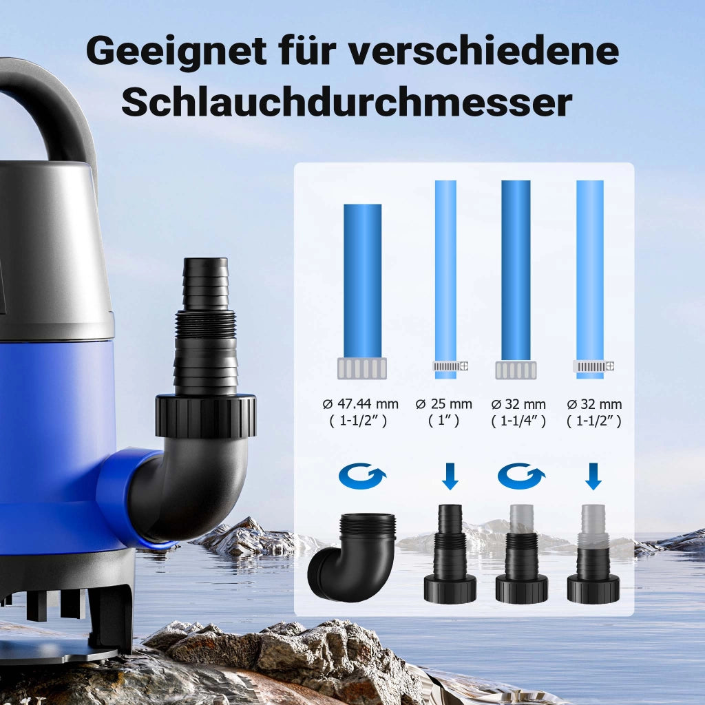 Pompa sommersa acque nere 750 w 12500 l/h Elettropompa a immersione per pozzo giardino