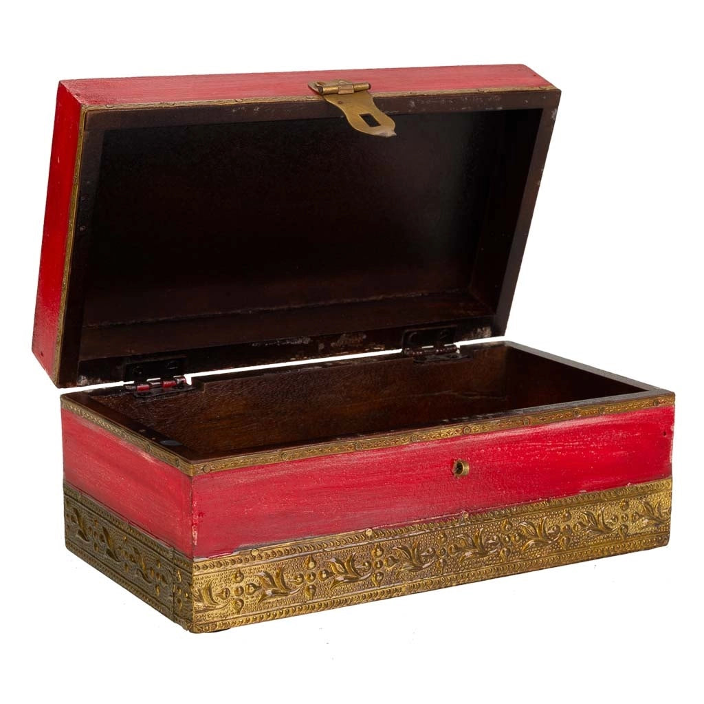 Portagioie in legno e metallo rosso 20x11x9h