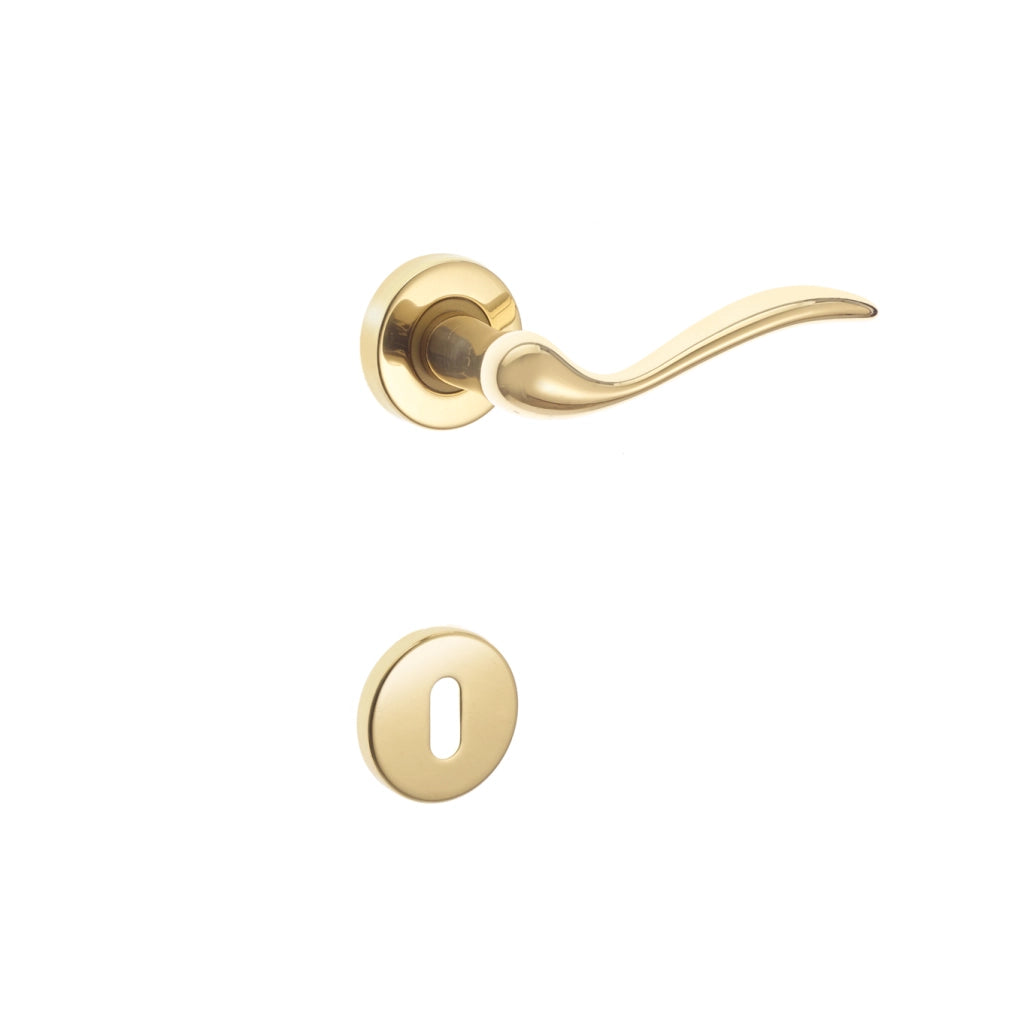 MANIGLIA CLASSICA CURVA PATENT OTTONE LUCIDO CON R