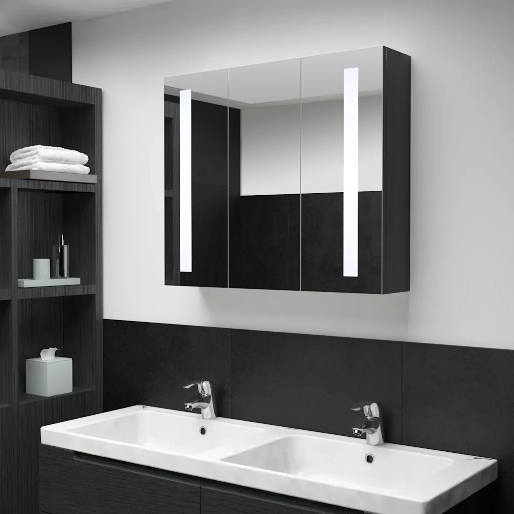 Armadietto Bagno | Armadio da bagno con Specchio e LED 89x14x62 cm