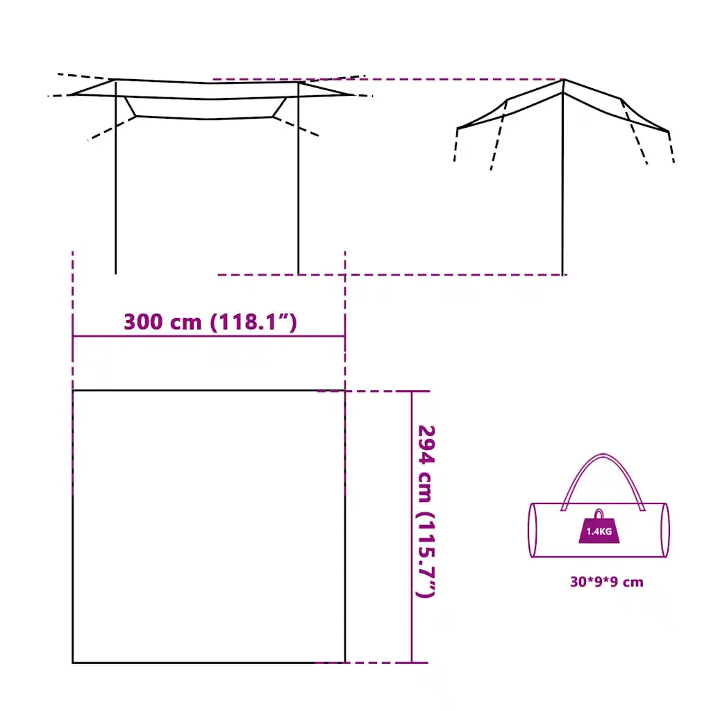 Telone da Campeggio Blu 300x294 cm Impermeabile
