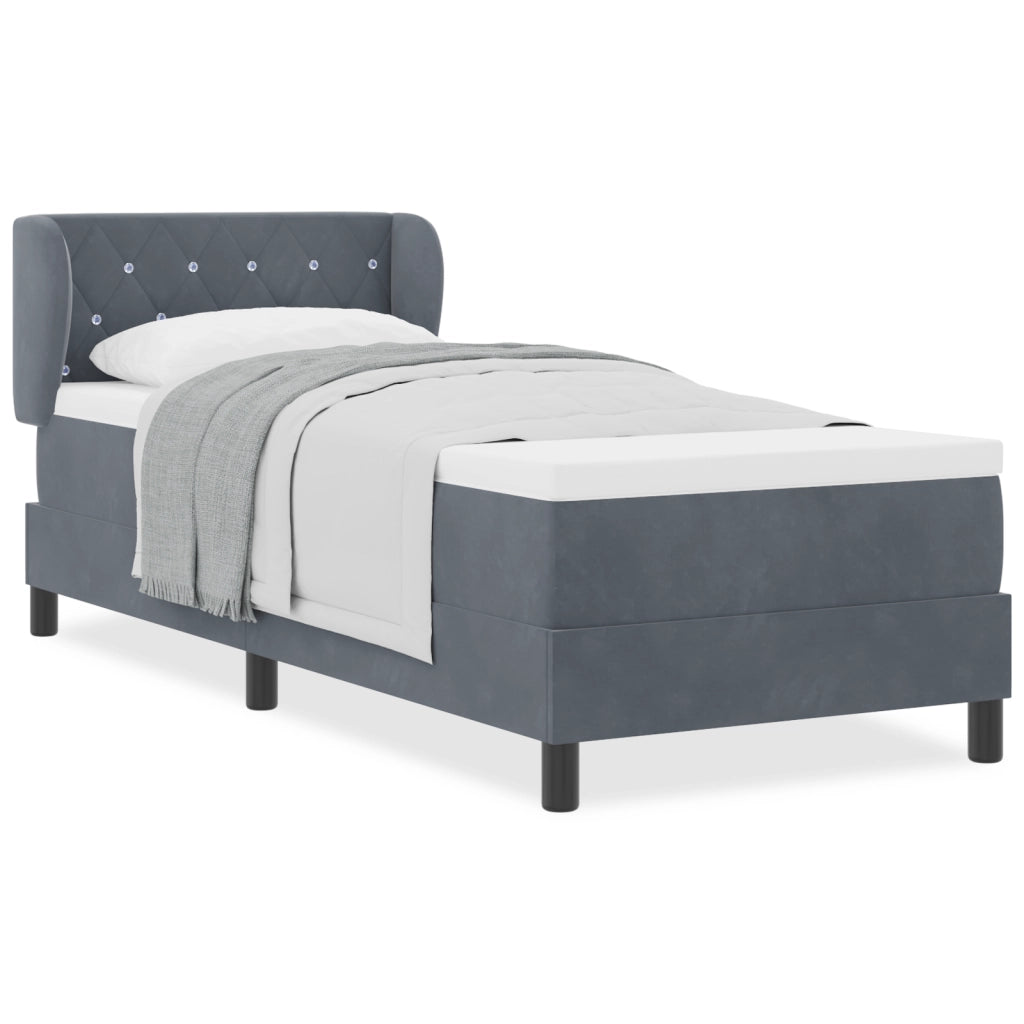 Letto a Box con Materasso Grigio Scuro 80x200 cm in Velluto