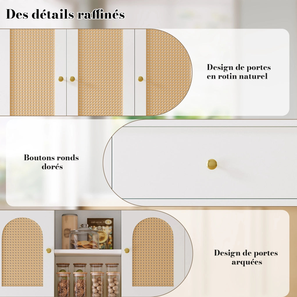 Mobile cucina alto 100x40x180 cm in MDF bianco con LED RGB; prese e cassetti