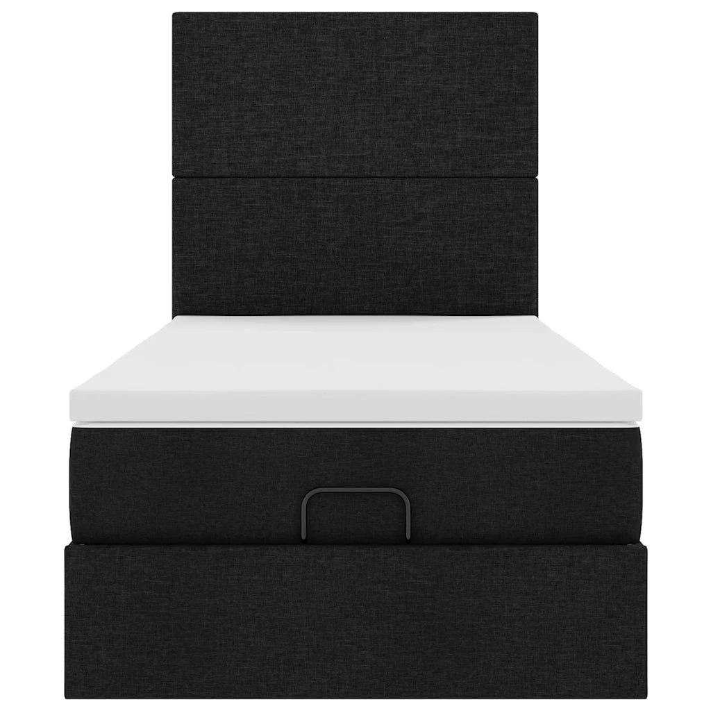 Struttura Letto Pouf con Materasso Nero 90x190 cm in Tessuto 3313038