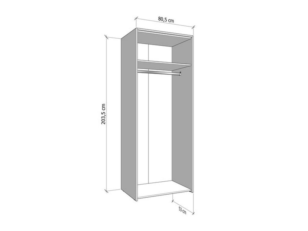 Armadio Camera da Letto Santadi, Guardaroba 2 Ante Appendiabiti, 80.5x203.5h cm Bianco