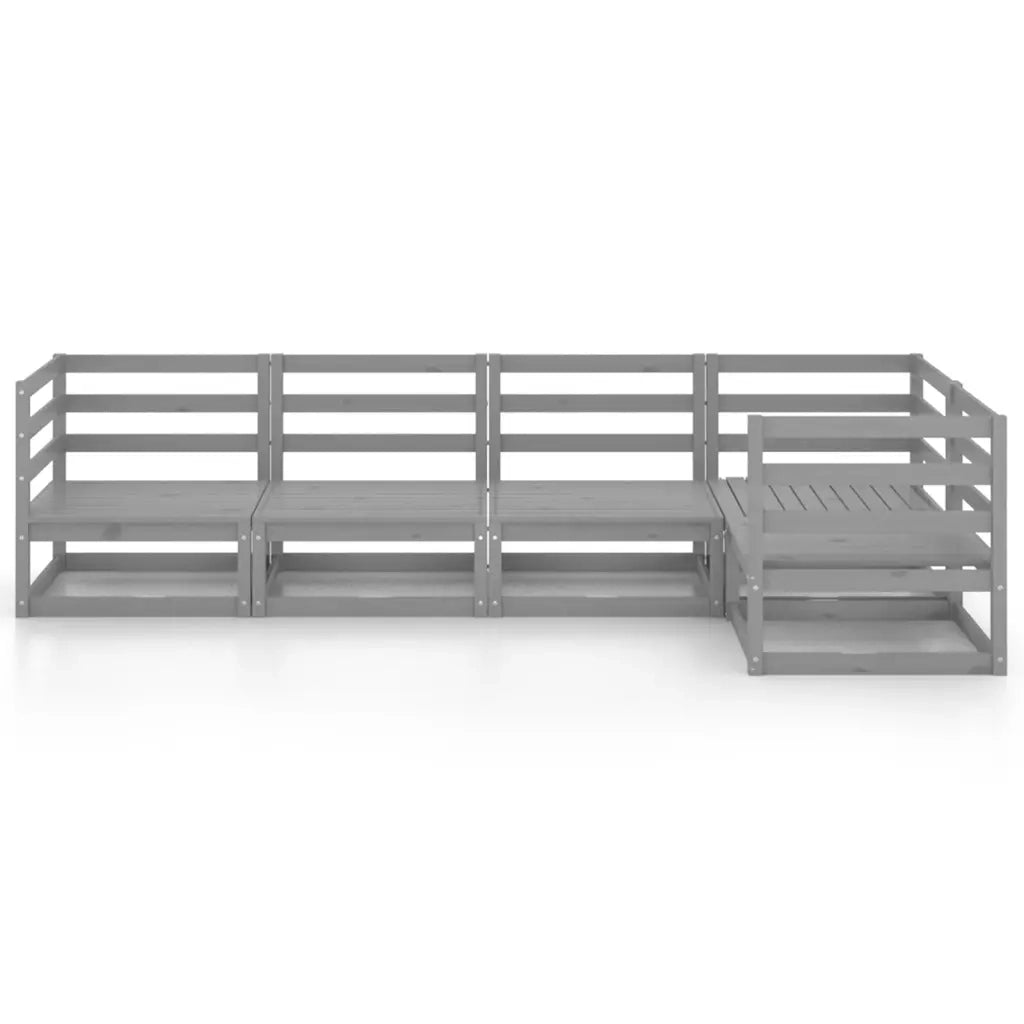 Set Divani da Giardino 5 pz | Set Salotto da Giardino Grigio in Legno Massello di Pino