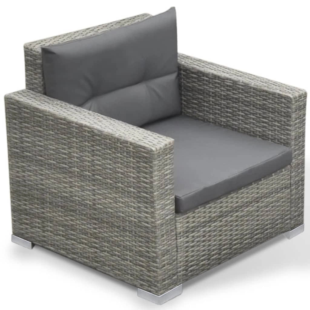 Set di mobili da giardino mobili da esterno 6 pezzi con cuscini resina intrecciata grigia 02_0016875