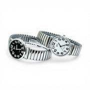 Trade Shop - Orologio Da Polso 39 Mm Acciaio Sportivo Elegante Quadrante Nero Cinturino Elastico -