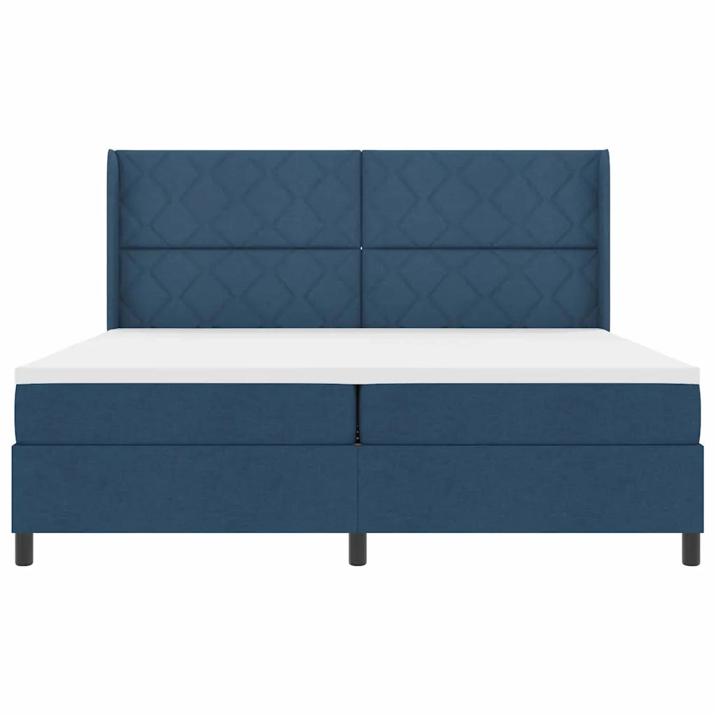 Letto a molle con materasso Blu 200 x 200 cm Tessuto