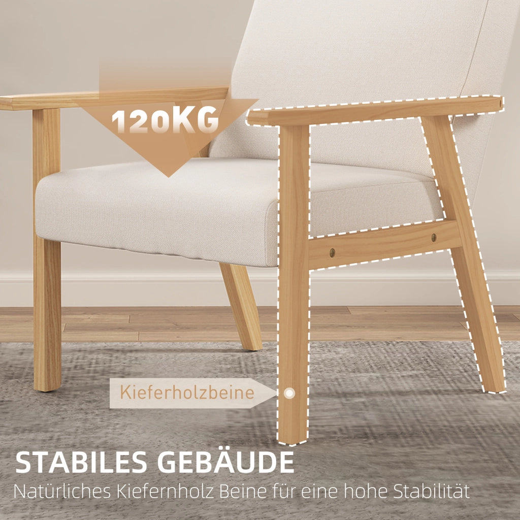 POLTRONA Scandinava 64 x 70 x 72 cm Lino Crema