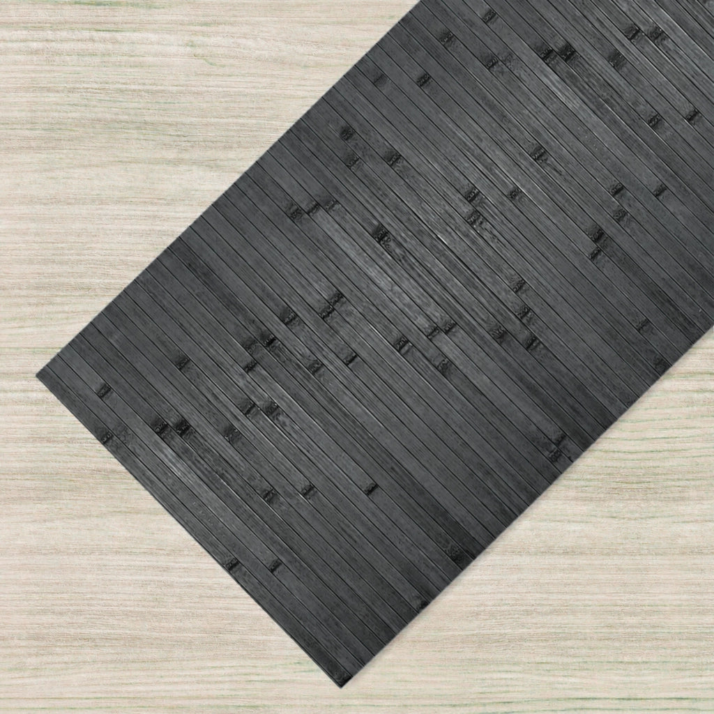 Tappeto Passatoia In Vero Bamboo Tappeto Cucina Ingresso In Legno Antiscivolo Aderente Lavabile E Antimacchia Tagliabile  Piombo - 50x400 cm