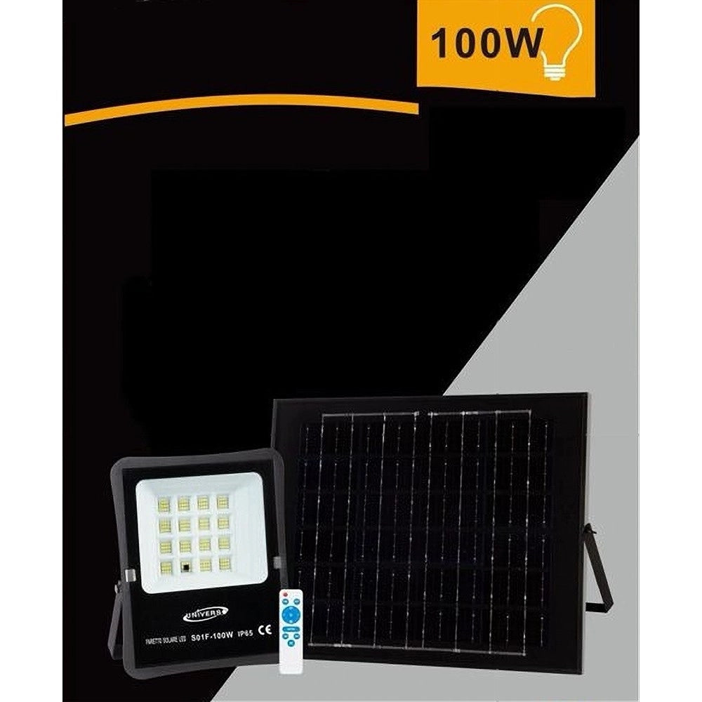 Trade Shop - Faretto Faro Led Solare 100w Telecomando Ip65 Luce Bianca Fredda 6500k S01f-100w -