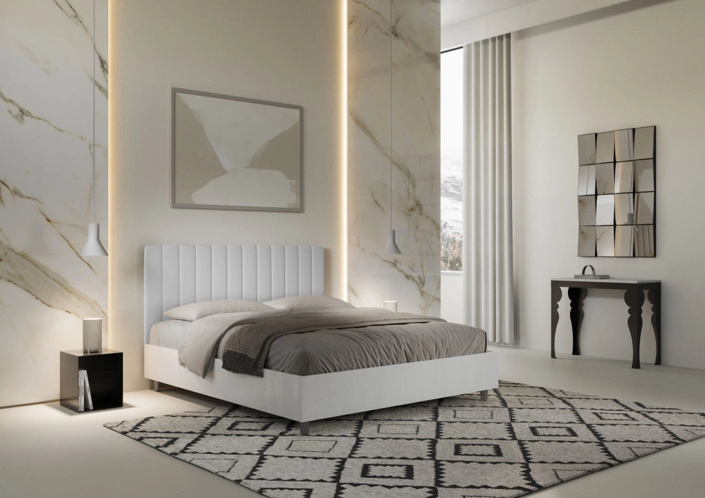 Letto Matrimoniale 160x190 cm con Rete Kaia Bianco