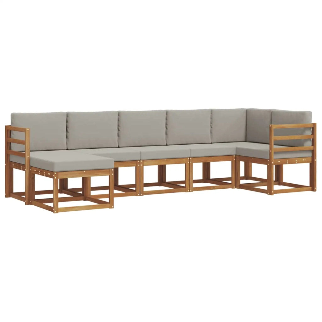 Set di divani da esterno 7 pcs Grigio Naturale e Chiaro