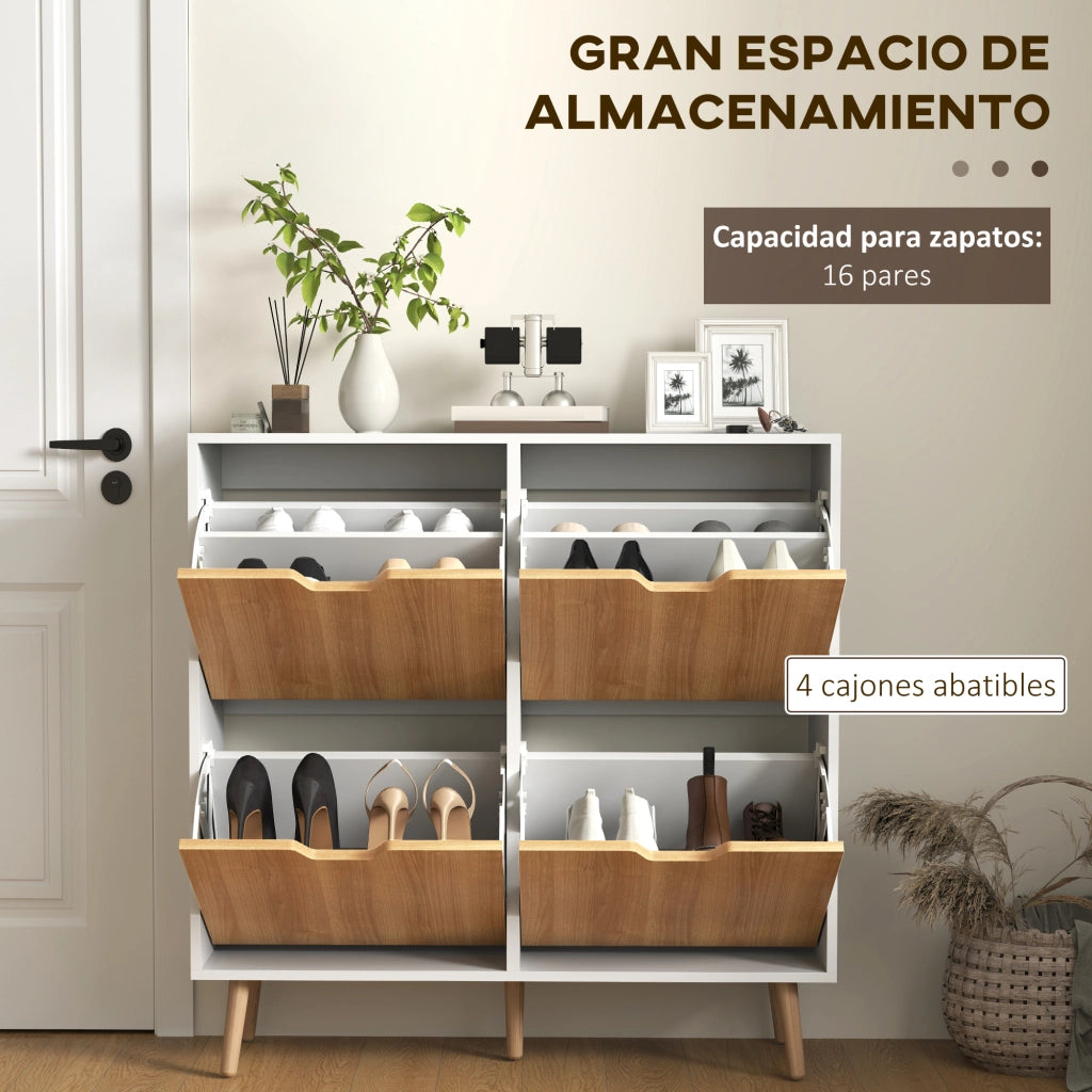 Cassettiera con 4 cassetti e ripiani regolabili ¨C zephmum ¨C 95x26x95 cm bianco naturale
