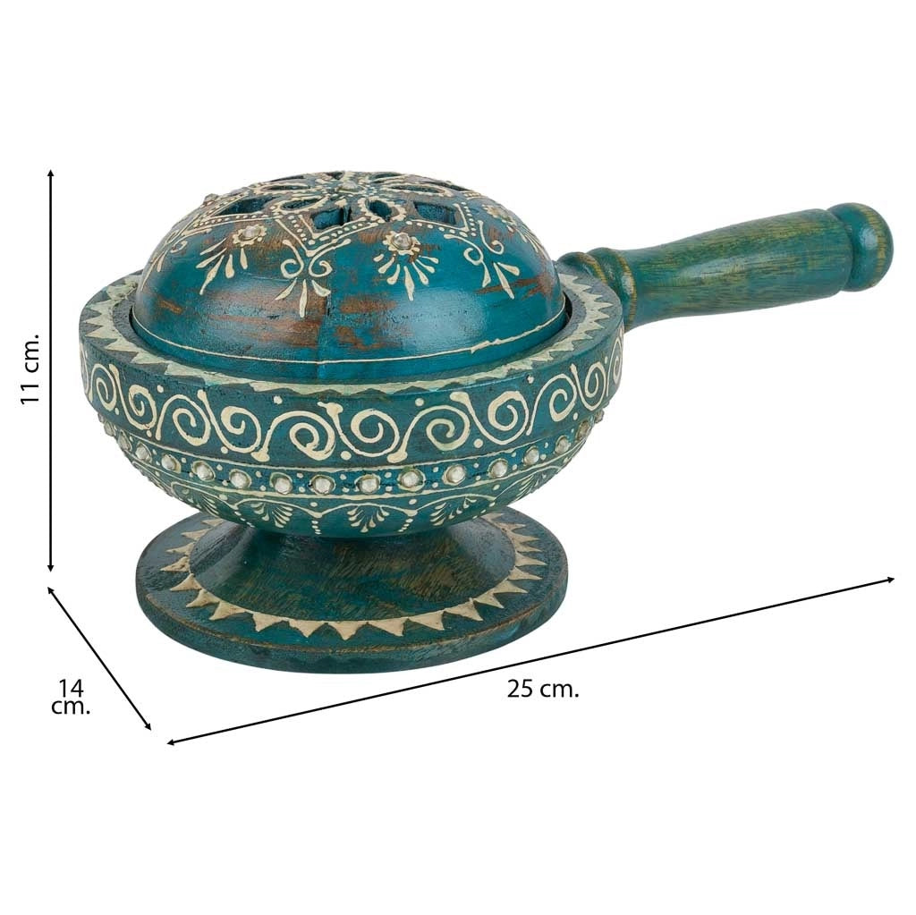 Profumatore artigianale in legno verniciato blu 25x14x11h