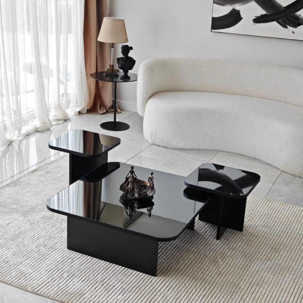 Pagliara, Tavolino da Salotto Effetto Lucido, 80x80x30h cm Nero