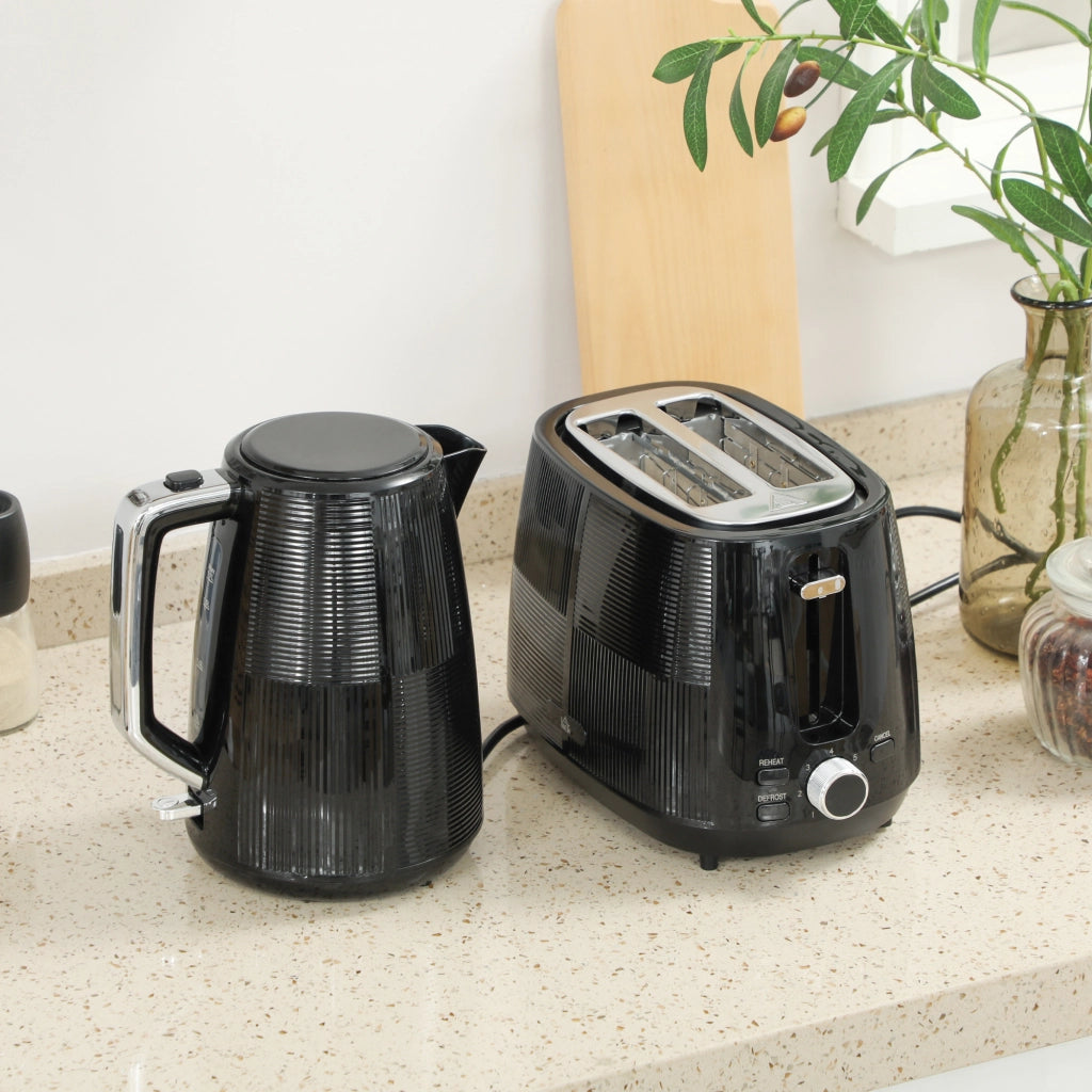 Bollitore e Toaster Set ¨C zephmum ¨C Acciaio Inossidabile, Nero, 1.7 L