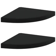 2 pz Scaffali Angolari a Parete | Mensola sospesa Neri 35x35x3,8 cm in MDF